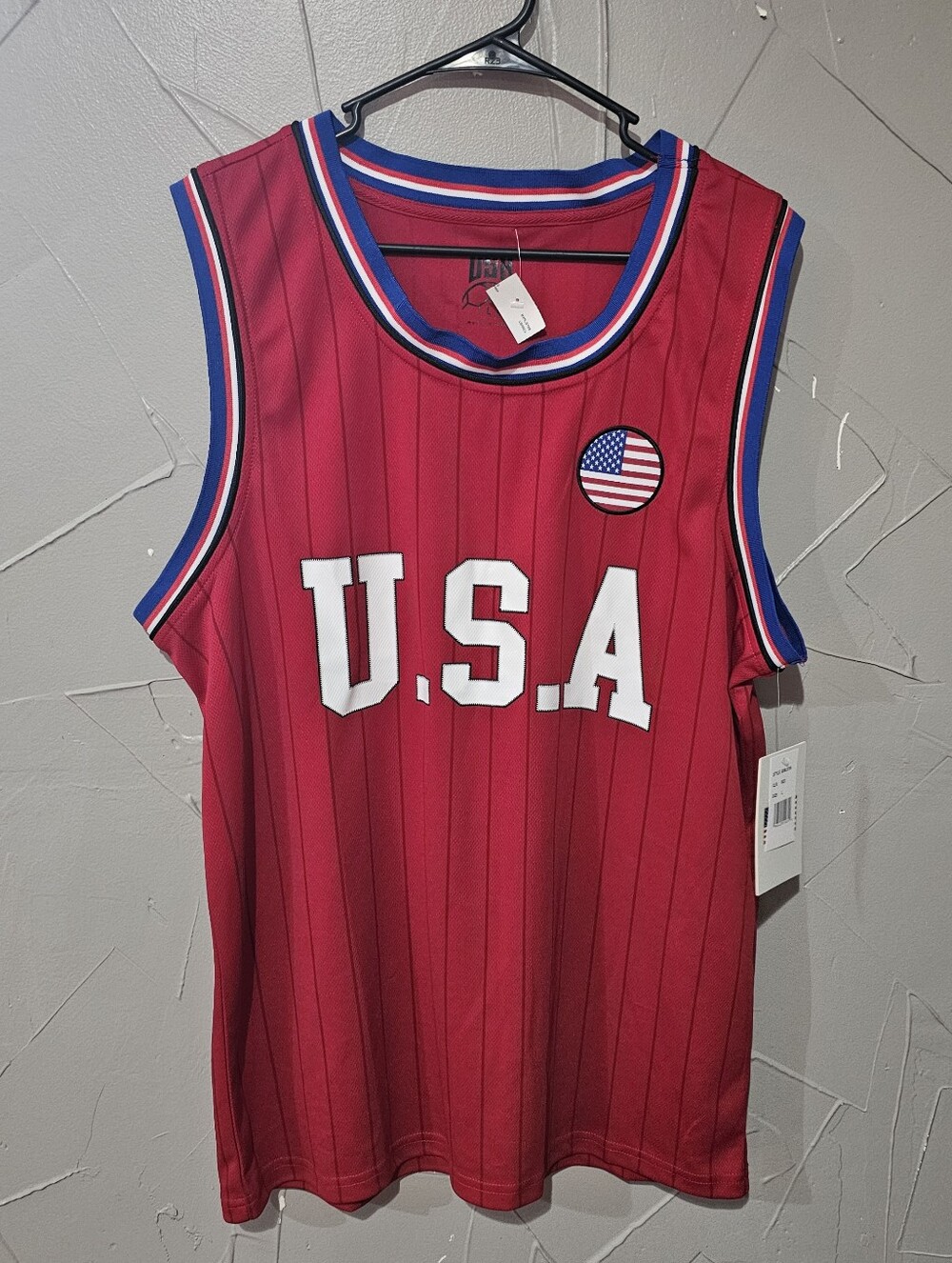 Just USA Red Sleeveless Tank with Blue and White Trim
